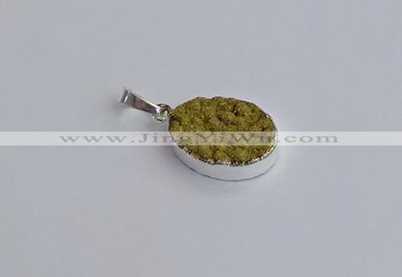 NGP7506 15*20mm oval plated druzy agate gemstone pendants