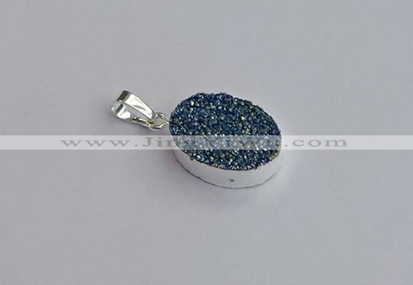 NGP7507 15*20mm oval plated druzy agate gemstone pendants