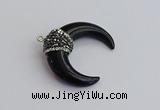 NGP7530 35*38mm horn black agate pendants wholesale