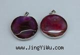 NGP8700 38mm - 40mm flat round agate pendants wholesale