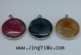 NGP8704 38mm - 40mm flat round agate pendants wholesale