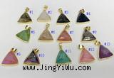 NGP9603 20*20mm faceted triangle plated druzy agate pendants