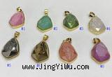 NGP9609 18*25mm faceted teardrop plated druzy agate pendants