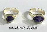 NGR1083 11*11mm - 13*13mm faceted nuggets amethyst gemstone rings wholesale