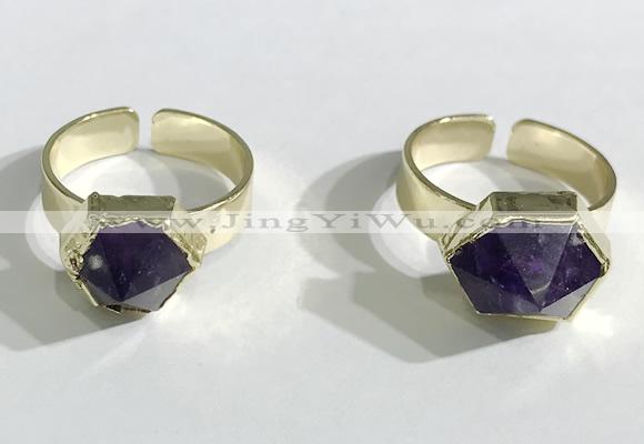 NGR1083 11*11mm - 13*13mm faceted nuggets amethyst gemstone rings wholesale
