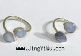 NGR1089 8*10mm faceted flat droplet blue lace agate rings wholesale