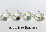 NGR1102 10mm faceted coin  mixed gemstone rings wholesale