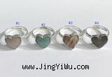NGR1108 13mm faceted heart  mixed gemstone rings wholesale