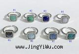 NGR1131 12mm square mixed gemstone gemstone rings wholesale