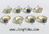 NGR1132 12mm square mixed gemstone gemstone rings wholesale