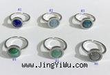 NGR1133 11mm flat round mixed gemstone gemstone rings wholesale