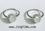 NGR1142 6*8mm oval white moostone gemstone rings wholesale