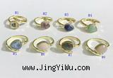 NGR1143 8*10mm faceted flat droplet mixed gemstone rings wholesale