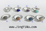 NGR1144 8*10mm faceted flat droplet mixed gemstone rings wholesale