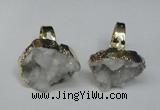 NGR129 18*25mm - 20*25mm freeform plated druzy quartz rings