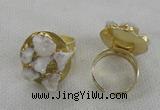 NGR175 25*30mm druzy agate gemstone rings wholesale