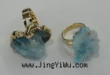 NGR19 18*25mm - 25*30mm nuggets plated druzy quartz rings