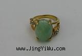 NGR2008 10*15mm faceted oval green aventurine gemstone rings