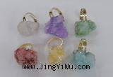 NGR21 18*25mm - 25*30mm nuggets plated druzy quartz rings