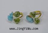 NGR215 5*8mm - 6*10mm freeform druzy agate & peridot rings wholesale