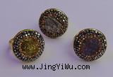 NGR2150 20mm - 22mm coin plated druzy agate gemstone rings