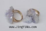 NGR96 15*20mm - 20*25mm nuggets plated druzy quartz rings