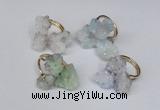 NGR99 15*20mm - 20*25mm nuggets plated druzy quartz rings