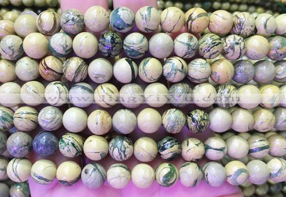 NSBS07 15 inches 8mm round Green Dragon Veins Jasper beads wholesale