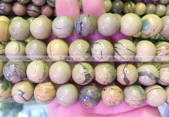 NSBS10 15 inches 14mm round Green Dragon Veins Jasper beads wholesale