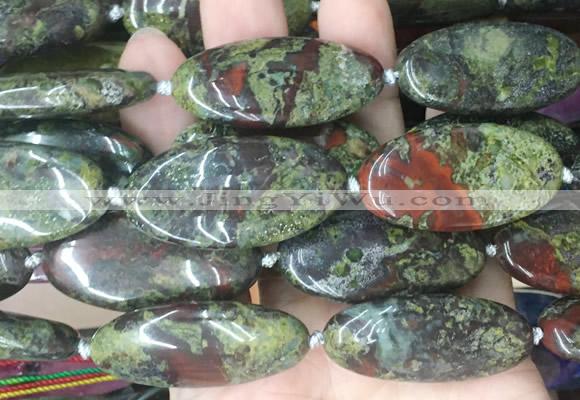 OVBS76 15 inches 20*40mm oval dragon blood jasper gemstone beads wholesale