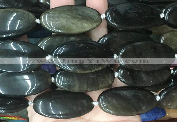 OVBS81 15 inches 20*40mm oval golden obsidian gemstone beads wholesale