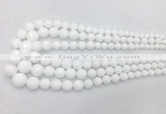 PBBS01 15 inches 6mm - 16mm faceted round white porcelain beads wholesale