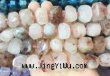 PQBS01 15 inches 12*16mm - 13*18mm faceted nuggets pink quartz beads