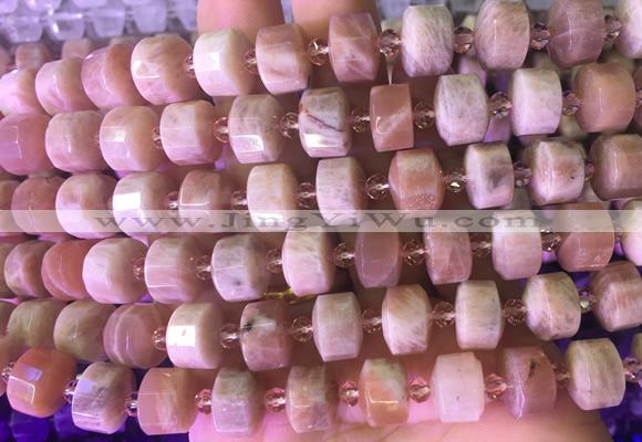 RBBS15 15 inches 8*12mm faceted wheel moonstone gemstone beads