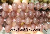 RBBS27 15 inches 13*18mm faceted rondelle red strawberry quartz gemstone beads