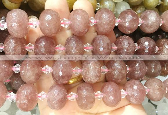 RBBS27 15 inches 13*18mm faceted rondelle red strawberry quartz gemstone beads