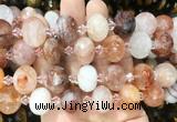 RBBS33 15 inches 13*18mm faceted rondelle red gum flower crystal gemstone beads