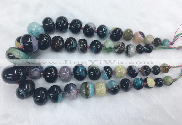 RBBS47 15 inches 8*12mm - 20*30mm rondelle agate beads wholesale