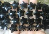 RGBS71 15 inches 14mm faceted star black obsidian beads wholesale