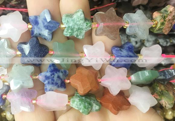 RGBS73 15 inches 14mm faceted star colorful gemstone beads wholesale