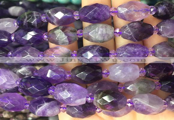 RIBS16 15 inches 10*14mm faceted rice dogtooth amethyst gemstone beads