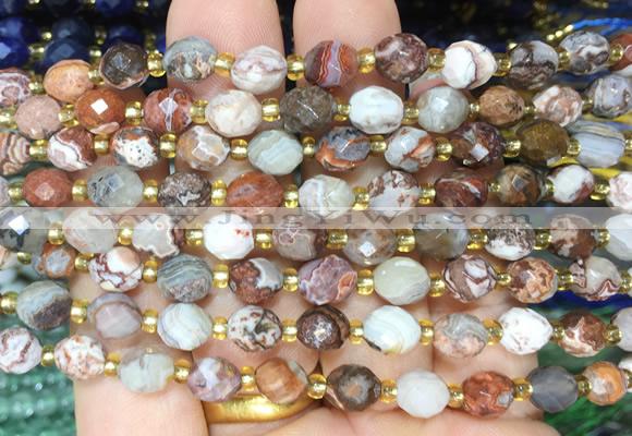 RIBS48 15 inches 6*8mm faceted rice Mexican crazy lace agate beads wholesale