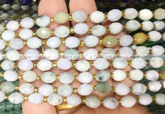 RIBS53 15 inches 6*8mm faceted rice jade gemstone beads wholesale