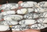 RIBS59 15 inches 14*40mm rice white howlite gemstone beads wholesale RIBS59 15 inches 14*40mm rice white howlite gemstone beads wholesale