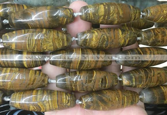 RIBS60 15 inches 14*40mm rice iron tiger gemstone beads wholesale