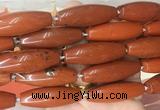 RIBS63 15 inches 14*40mm rice red jasper gemstone beads wholesale RIBS63 15 inches 14*40mm rice red jasper gemstone beads wholesale