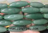 RIBS68 15 inches 14*40mm rice green aventurine gemstone beads wholesale RIBS68 15 inches 14*40mm rice green aventurine gemstone beads wholesale