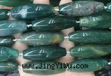 RIBS69 15 inches 14*40mm rice moss agate gemstone beads wholesale RIBS69 15 inches 14*40mm rice moss agate gemstone beads wholesale