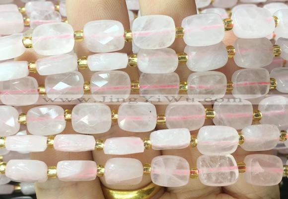 RTBS02 15 inches 8*10mm faceted rectangle rose quartz beads wholesale