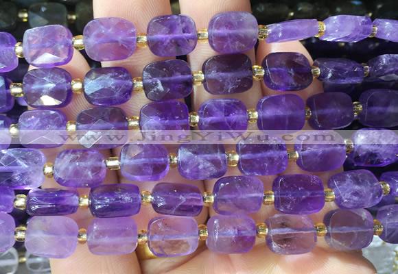 RTBS04 15 inches 8*10mm faceted rectangle amethyst beads wholesale